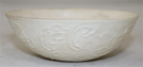 Two Chinese Ding-type cream coloured vessels, 11.5cm and 13.3cm